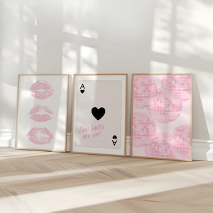 Pink Preppy Wall Art Set, Girly Room Decor (Digital Download) bild 1