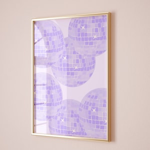 Lilac Wall Art Disco Wall Art Preppy Room Decor College Dorm Poster Trendy Wall Decor Aesthetic Wall Art Funky Poster Yk2 Wall Art