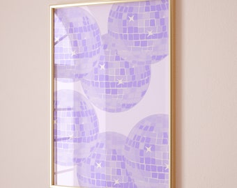 Lilac Wall Art Disco Wall Art Preppy Room Decor College Dorm Poster Trendy Wall Decor Aesthetic Wall Art Funky Poster Yk2 Wall Art