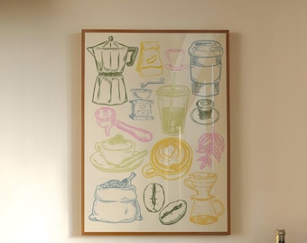 Coffee Bar Art Print, Trendy Kitchen Wall Decor (Digital Download)