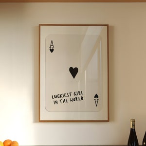 Aesthetic Room Decor Black And White Prints Trendy Wall Art Aesthetic Poster Retro Trendy Ace of Spades Print Luckiest Girl In The World Art