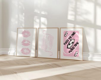 Pink Cheetah Gallery Wall Art Set, Trendy Girly Decor (Digital Download)