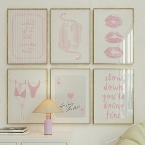 Trendy Pink Gallery Set Of 6 Pink Dorm Wall Art Apartment Decor Preppy Room Decor College Dorm Teen Girl Decor Pink Bedroom Prints Aesthetic