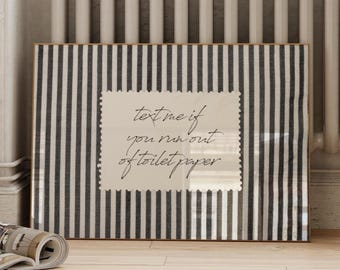 Bathroom Wall Art | Funny Toilet Poster | I See London I See France | Trendy Black Print | Stripe Wall Art | Cottagecore (Digital Download)