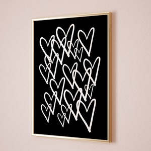 Black And White Wall Art Trendy Art Prints Aesthetic Poster Hearts Wall Art Trendy Digital Print Preppy Dorm Trendy Art Print Funky Print
