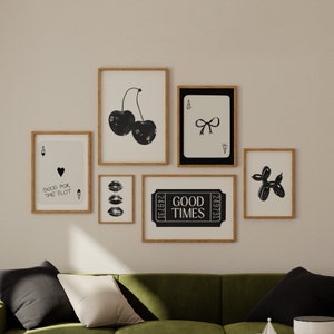 Black And White Prints Trendy Gallery Wall Set Funky Art Print Wall Set Of 6 Y2k Art Apartment Decor Neutral Wall Art Aesthetic Room Decor
