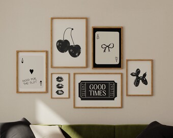 Black and White Gallery Wall Art Set, Trendy Prints (Digital Download)
