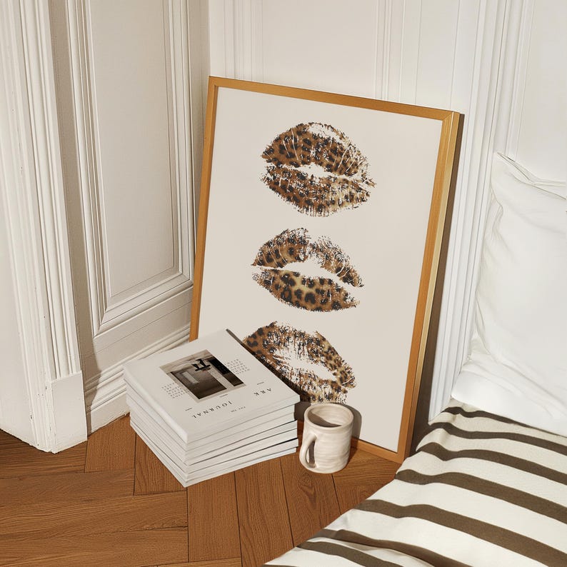 Cheetah Kiss Lips Print, Trendy Aesthetic Room Decor (Digital Download) image 2