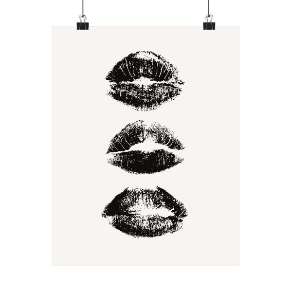 Physical Prints Matte Wall Art Kiss Lips Wall Art Trendy Poster Lips Print  Preppy Dorm Trendy Art Print Fashion Wall Art Make Up Wall Art