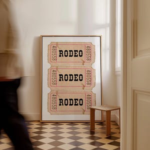 Aesthetic Room Decor Black And White Prints Trendy Retro Wall Art Aesthetic Decor Beige Wall Art Rodeo Print Ticket Poster Cowboy Art Print
