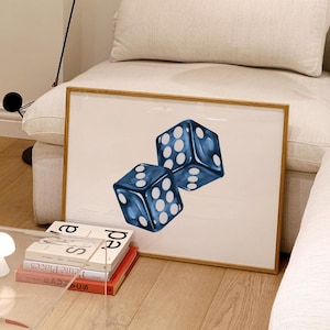 Navy Blue Wall Art Dice Art Aesthetic Room Decor Preppy Art Prints Trendy Wall Art Aesthetic Prints Blue Wall Art Digital Navy Room Decor