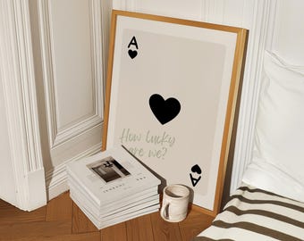 Ace of Hearts Print | Trendy Green Playing Card Poster (Digital Print)