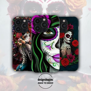 Sugar Skull Phone Case Print for iPhone 15 14 13 12 11 X XR XS Pro Max Plus Se 8 7 6, Samsung S23 S22 Ultra S21 S20 S10 S9, Pixel, Huawei