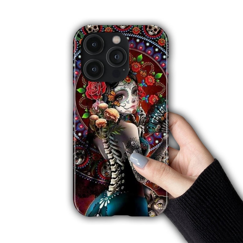 Coque de téléphone Sugar Skull à imprimer pour iPhone 15 14 13 12 11 X XR XS Pro Max Plus Se 8 7 6, Samsung S23 S22 Ultra S21 S20 S10 S9, Pixel, Huawei Design #1