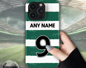 Celtic Football Name/Number Case for iPhone 15 14 13 12 11 X XR XS Pro Max Plus SE 8 7 6, S23 S22 S21 S20 S10 S9, Pixel, Huawei ('23-'24)