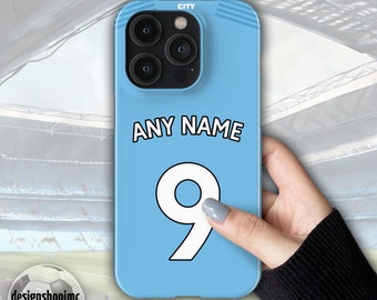 Manchester City Football Name/Number Case for iPhone 15 14 13 12 11 X XR XS Pro Max Plus SE 8 7 6, S23 S22 S21 S20 S10 S9, Pixel, Huawei