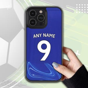 Personalised Chelsea Football Phone Case fits Apple iPhone, Samsung Galaxy, Google Pixel (Custom Name and Number Design)