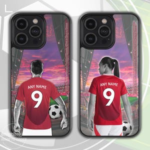 Personalised Manchester United Football Phone Case fits Apple iPhone, Samsung Galaxy, Google Pixel (Custom Name and Number Design)