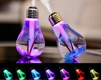 Humidifier Bulb style with led lights and palm trees decorations