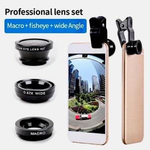 3 IN 1 Universal Phone Lens Clip Professional 0.67 Super Wide-Angle + fish eye + Macro HD Lens For iPhone and Android