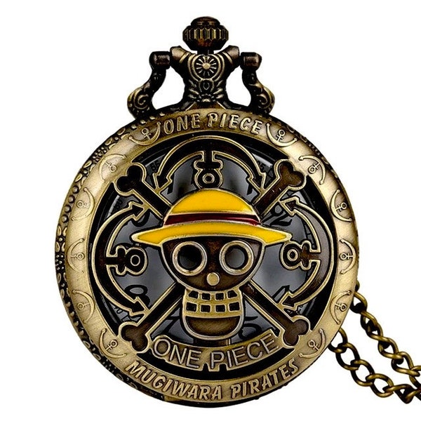 One Piece Ruffy Bronze Taschenuhr Anime Themed Halskette