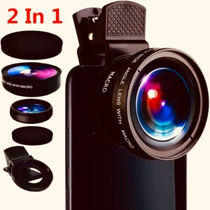 2 IN 1 Universal Phone Lens Clip Professional 0.45 Super Wide-Angle + Macro HD Lens For iPhone and Android