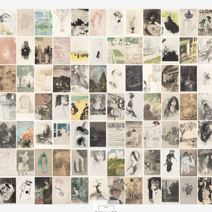 Kit de collage vintage / Impresiones vintage de París / Art Nouveau / Arte imprimible / Postales / Descarga digital / 84 PCS