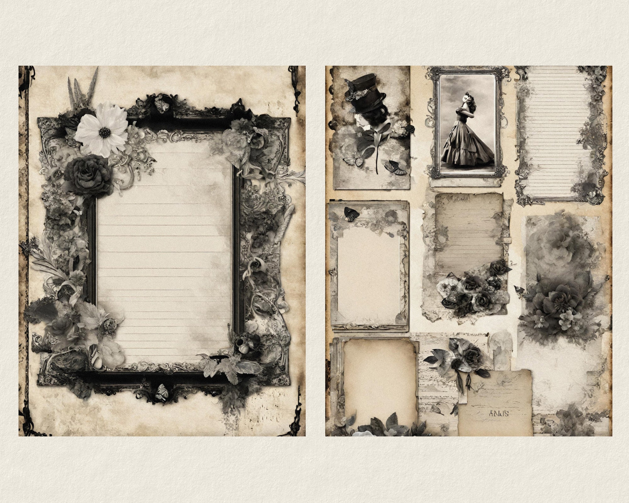 Dark Shabby Chic Junk Journal Kit Vintage Digital Paper for ...