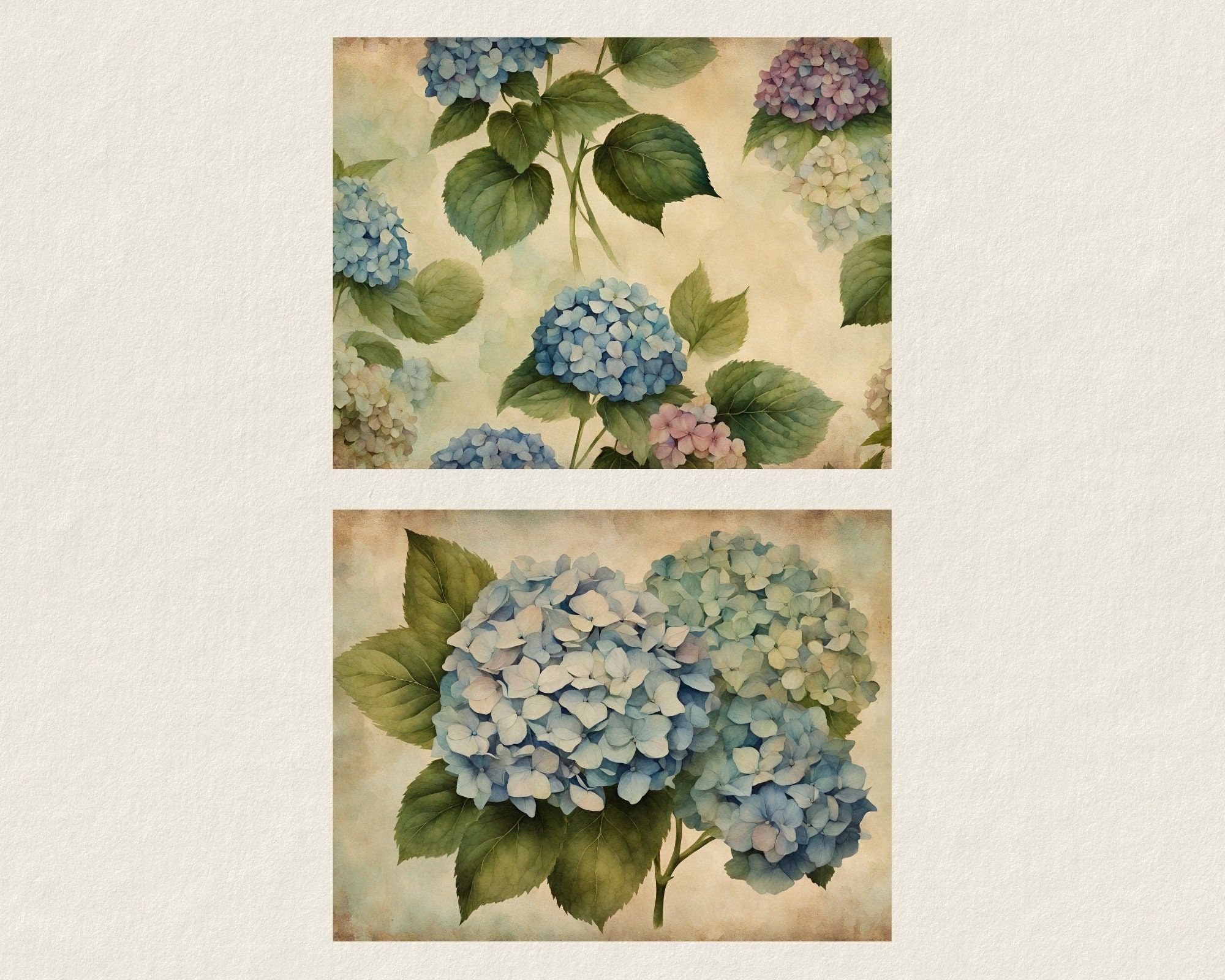 Vintage Hydrangeas Junk Journal Kit | Vintage Digital Paper for ...