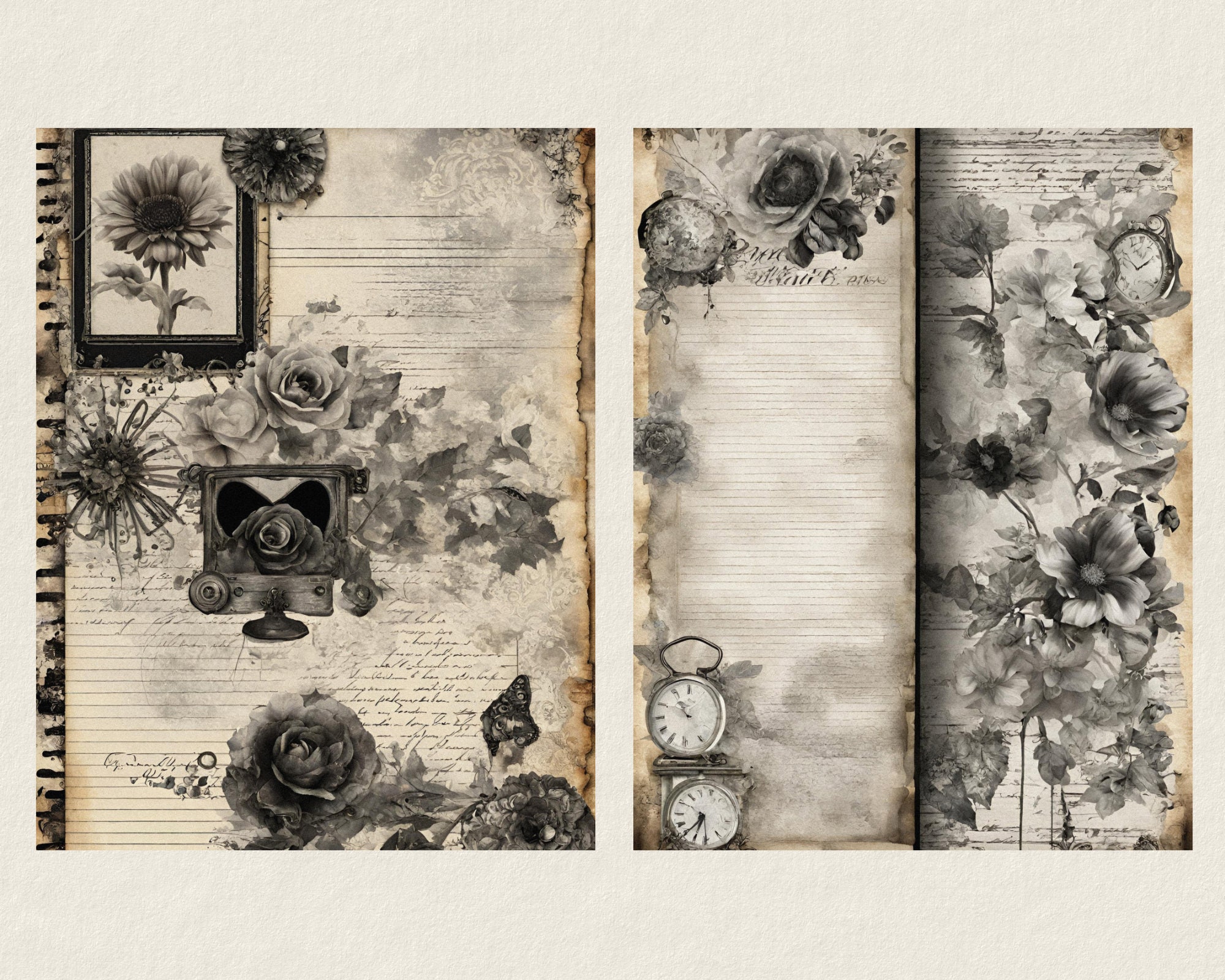 Dark Shabby Chic Junk Journal Kit Vintage Digital Paper for ...