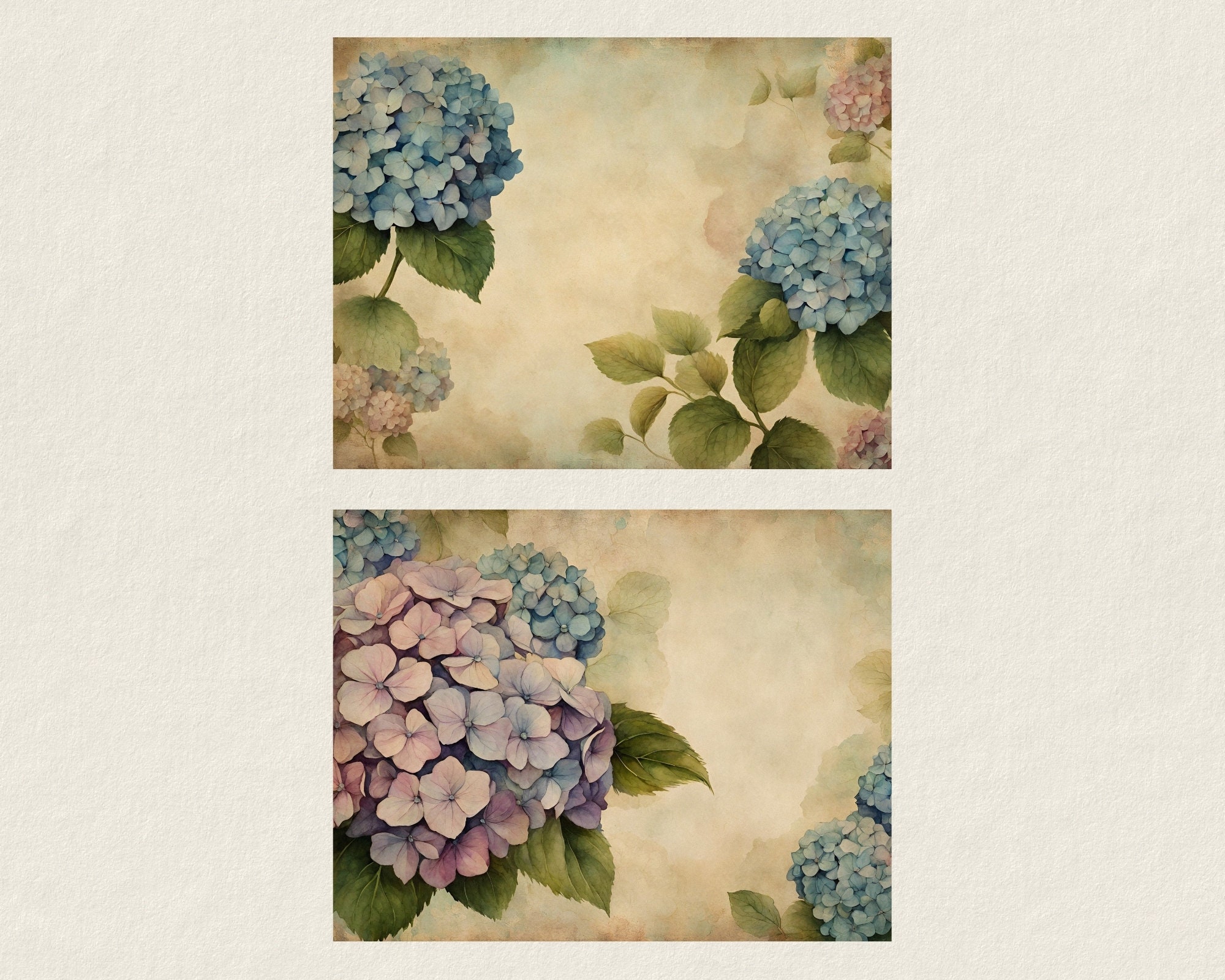 Vintage Hydrangeas Junk Journal Kit | Vintage Digital Paper for ...