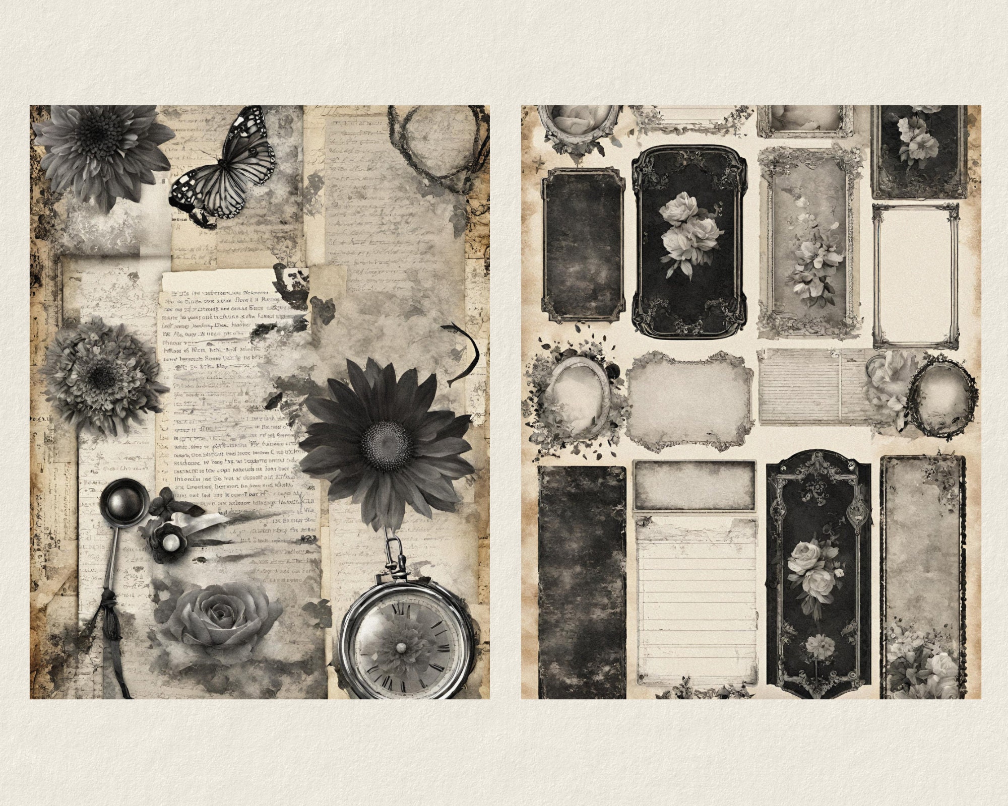 Dark Shabby Chic Junk Journal Kit Vintage Digital Paper for ...