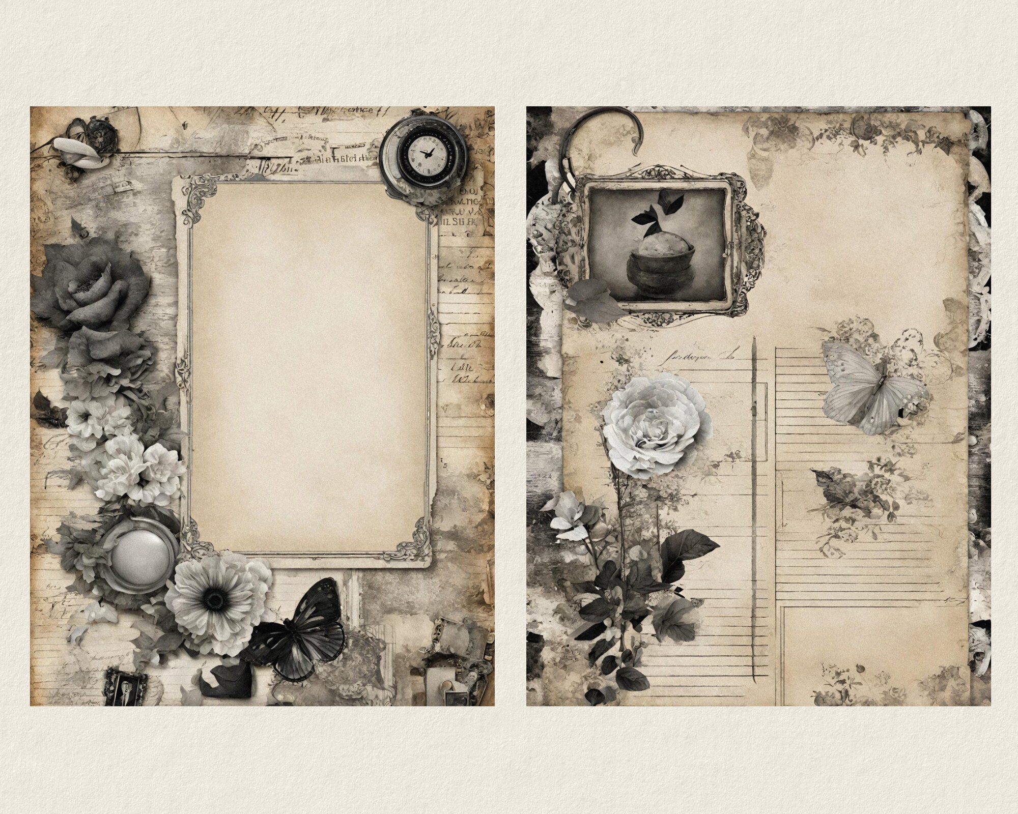 Dark Shabby Chic Junk Journal Kit Vintage Digital Paper for ...