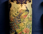 Vintage Chinese Porcelain. Jingdezhen Famille Rose Porcelain Vase COPY Large vase with peacock decor. Probably a printed copy but still cute