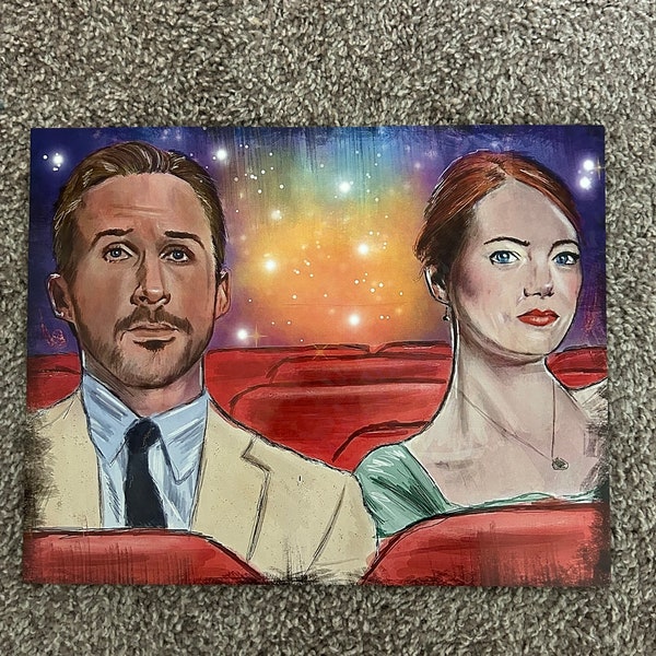 La La Land Ryan Gosling Emma Stone fan art holographic 11x14 print