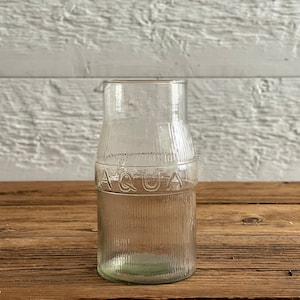 Vintage &#39;aqua&#39; pressed glass water pitcher or jug