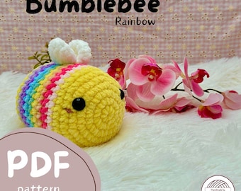 Bumblebee (rainbow) // Crochet pdf pattern // low sew pattern