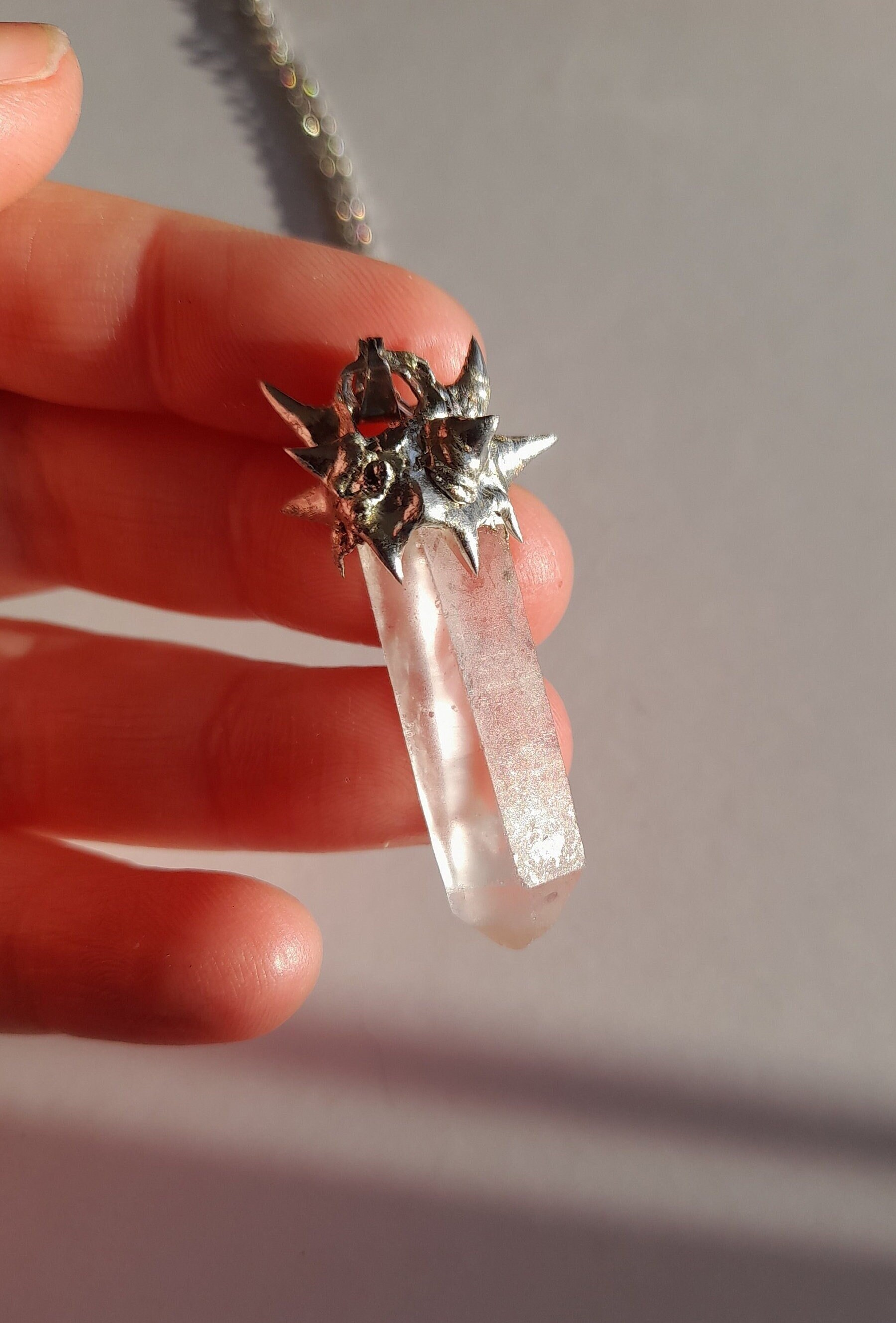 Spiky Soldered Necklace Metal Plated Quartz Soldered Jewellery Necklace