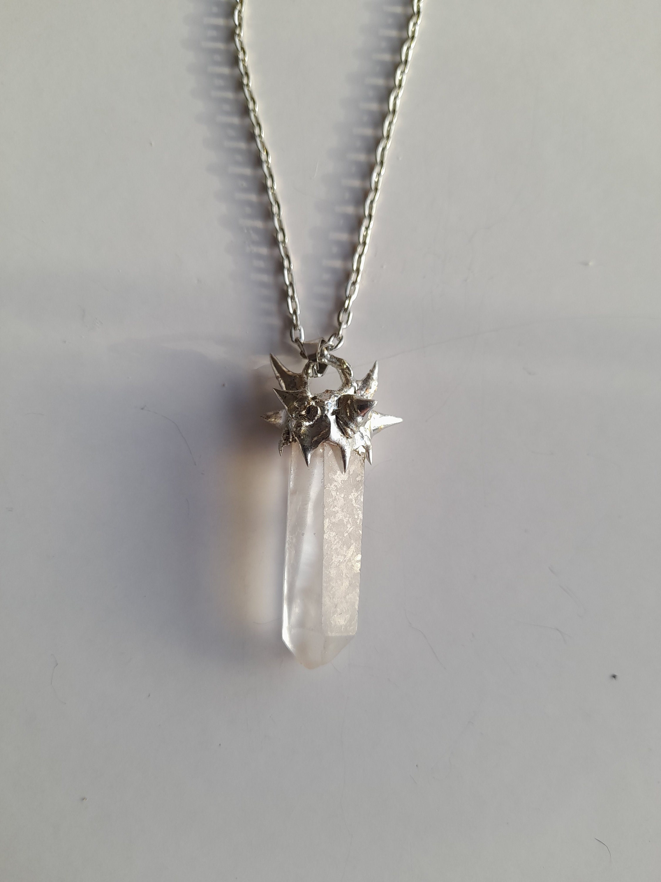 Spiky Soldered Necklace Metal Plated Quartz Soldered Jewellery Necklace