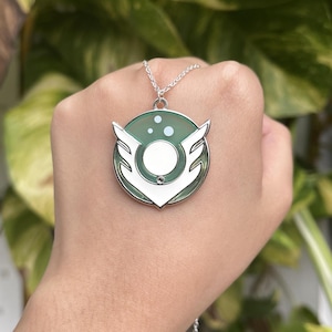 Valorant Sage Necklace Pendant Glow in the Dark Hard Enamel with Stained Glass Hypoallergenic