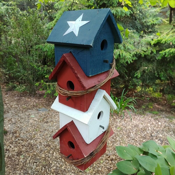 Amish Made Old Glory Patriotic Condo Bird House