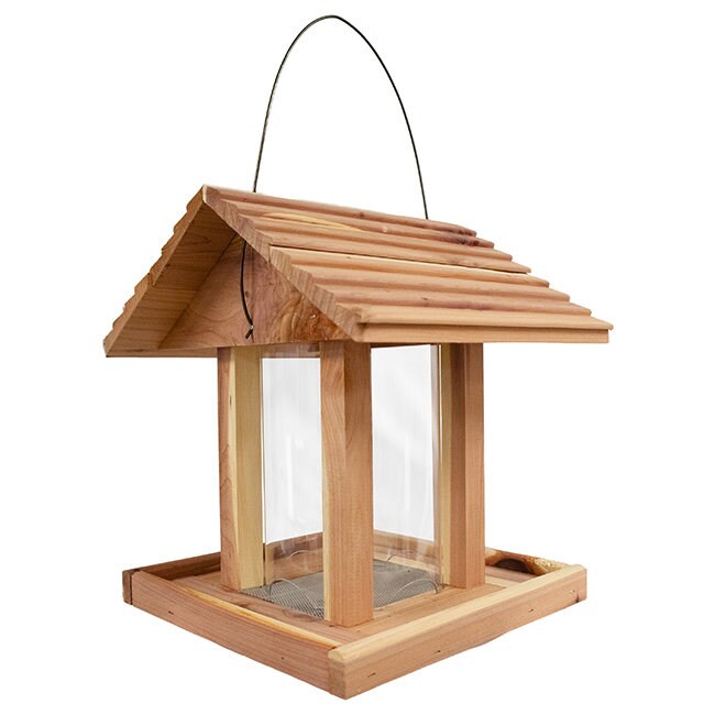 Amish Made Zedern-Futterstation – Vogelfutterspender Mit Samenzylinder, Aus USA