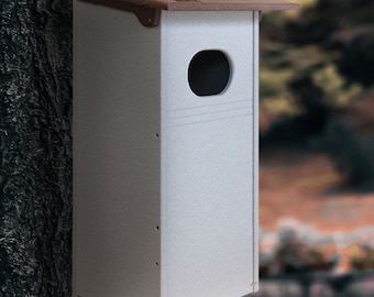 Casa de madera para patos de plástico reciclado, hecha a mano por Amish, marrón y gris