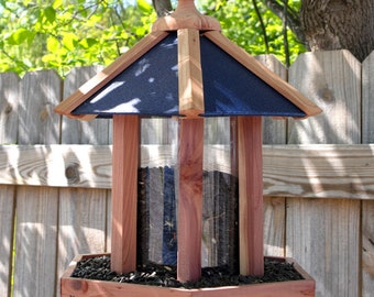 Amish Made Cedar & Recycled Plastic Gazebo Feeder, Blue