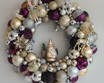 19" Ornament Wreath with Vintage Gnome Accent