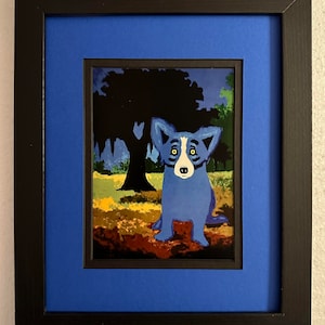 Carte postale avec cadre et passe-partout Blue Dog George Rodrigue « Parc municipal de la Nouvelle-Orléans »