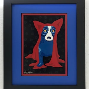 Carte postale encadrée George Rodrigue Blue Dog « Je te cache mon blues »