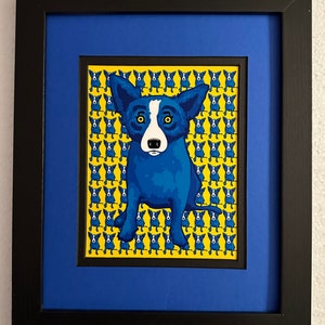Carte postale encadrée George Rodrigue Blue Dog « Are You Lonesome Tonight ? Jaune »