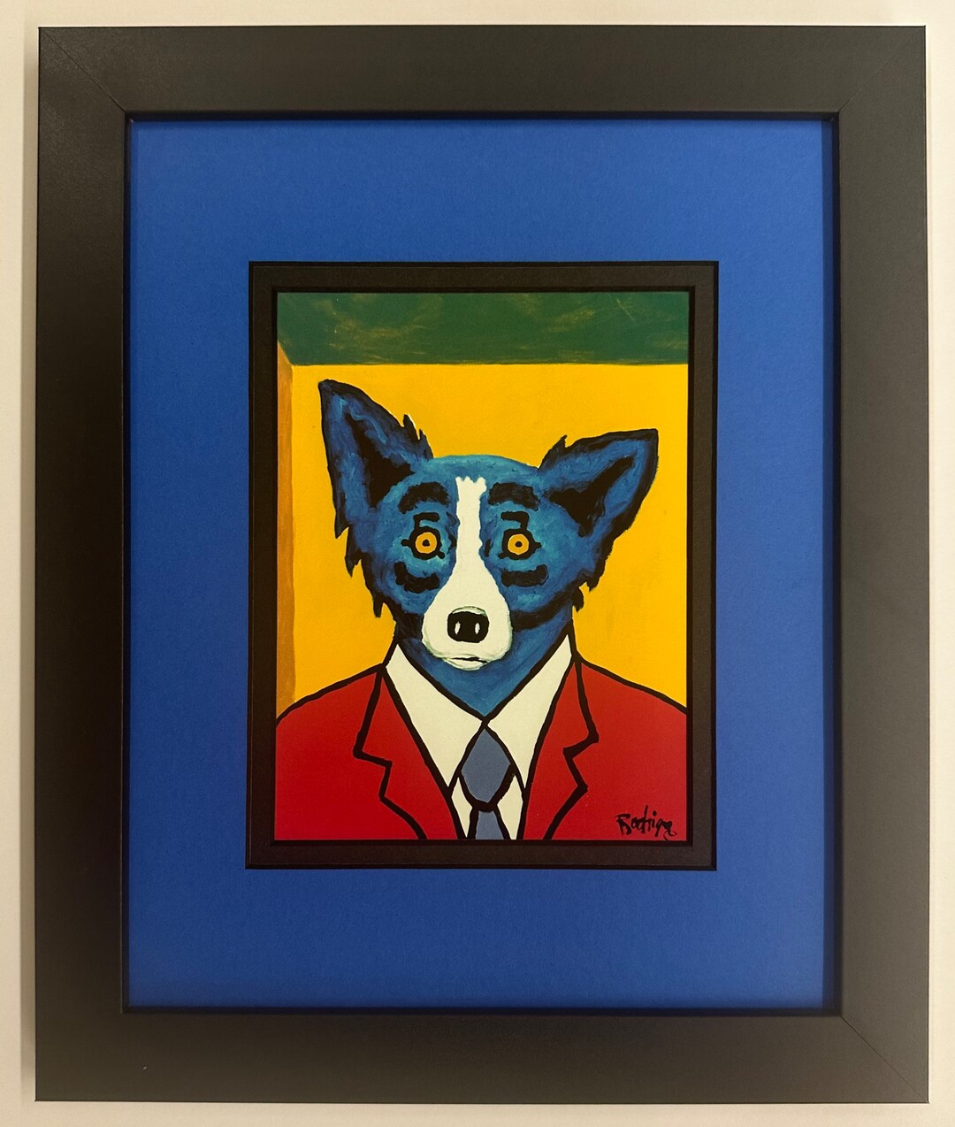 Blue Dog George Rodrigue Framed and Matted Note Card 