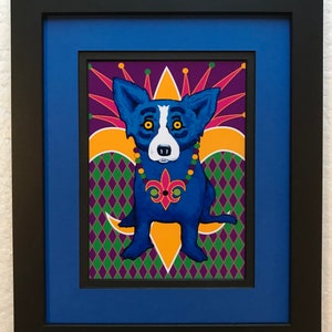 Carte postale encadrée George Rodrigue Blue Dog « Mardi gras mambo à la Nouvelle-Orléans »